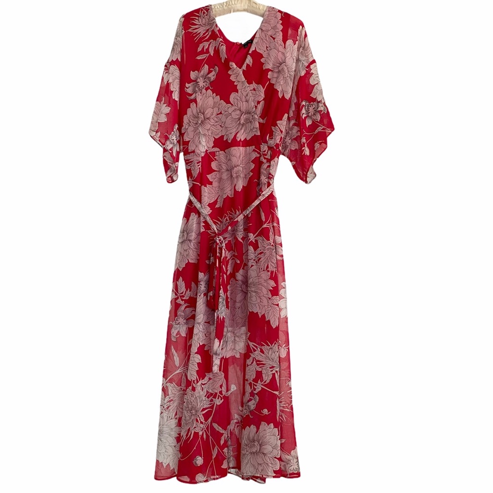 Lane Bryant Cottage Red White Floral Maxi Dress